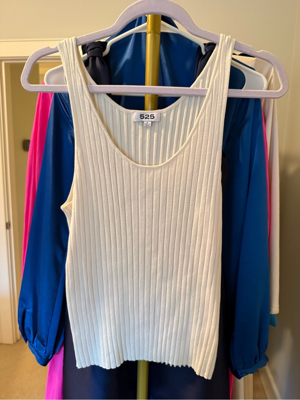 525 America Cream Ribbed Knit Tank Top